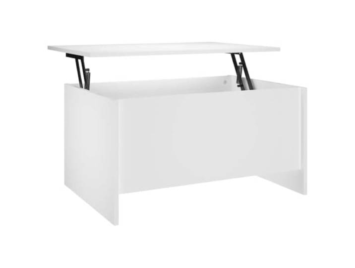 Favemtsl Couchtisch Höhenverstellbar 80x55,5x41,5 cm Weiß Holzwerkstoff Höhenanpassbarer Wohnzimmertisch mit verstecktem Staufach für Essen und Arbeiten in kleinen Räumen.