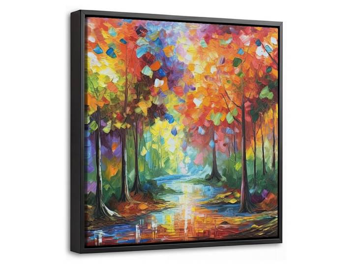 LEINWAND Bilder mit Rahmen - Landschaft - Wald - Farben - Natur - 20x20