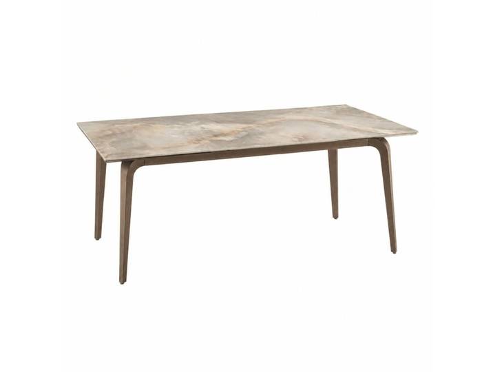 Table extensible céramique effet onyx pieds bronze 160-240 cm