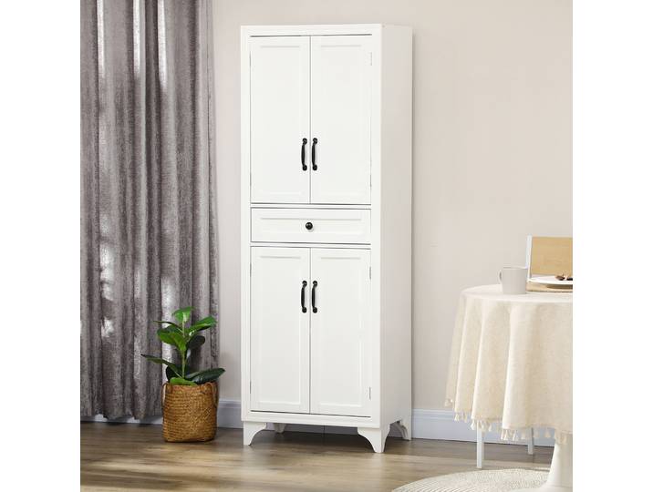 HOMCOM Armoire Cuisine Blanche 4 Portes 1 Tiroir 170cm