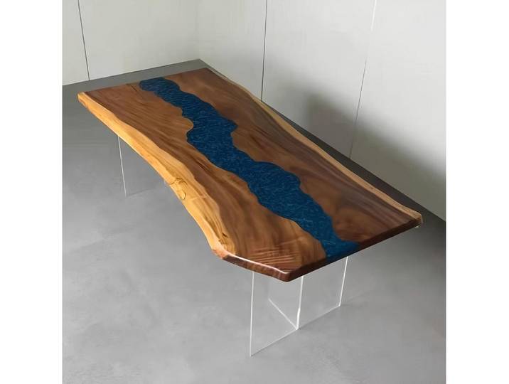 JVmoebel Esstisch River Tisch aus Nussbaum mit Epoxidharz in Meerwasser-Optik (Packung, 1-St., Tisch), Made in Europa