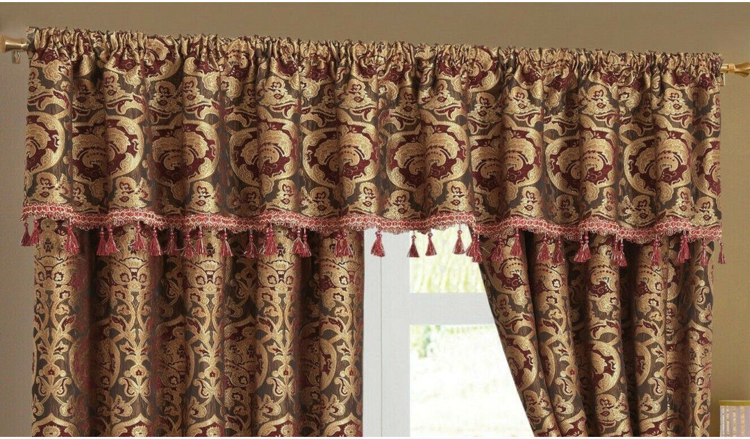Astoria Grand Hefley Curtain Burgundy 457 W x 40 D cm