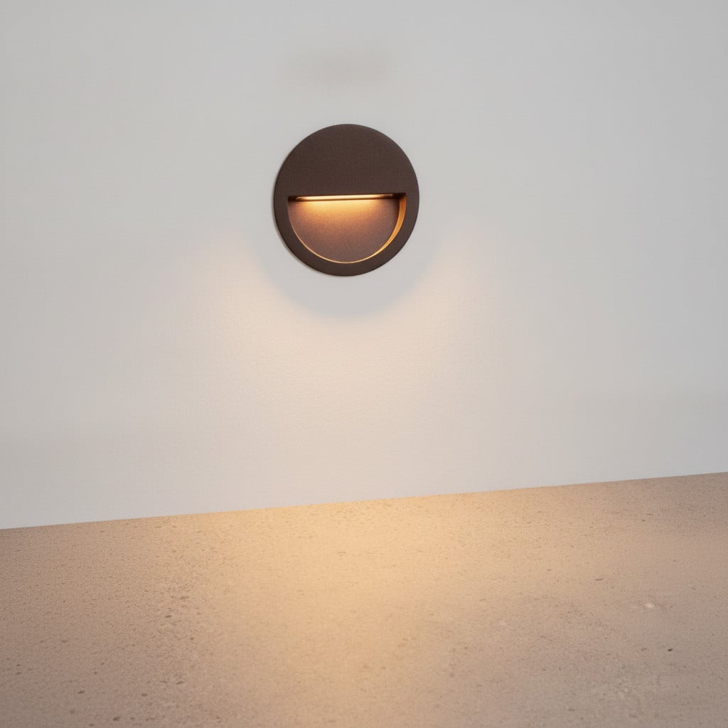 Lyora Ronde inbouw wandlamp Sete roestbruin aluminium