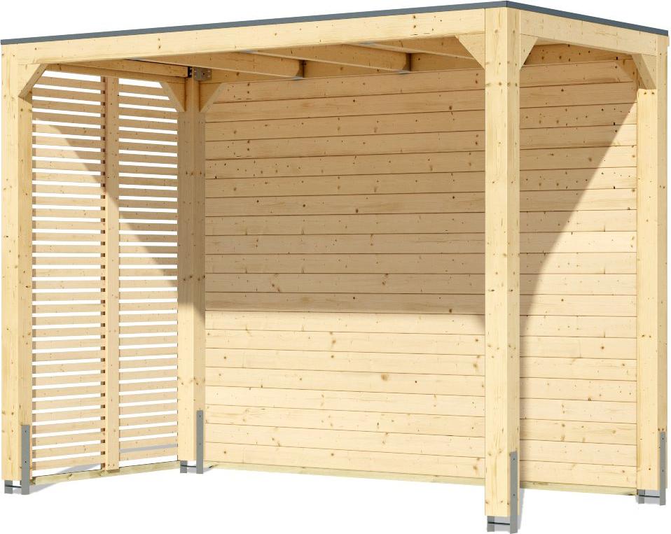 Karibu Promajna small Pavillon mit Rückwand und 1 Lamellenwand