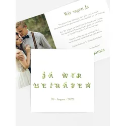 Einladung zur Hochzeit selbst gestalten mit Spruch und Fotos im Onlinedesigner bei Meine-Kartenmanufaktur.de