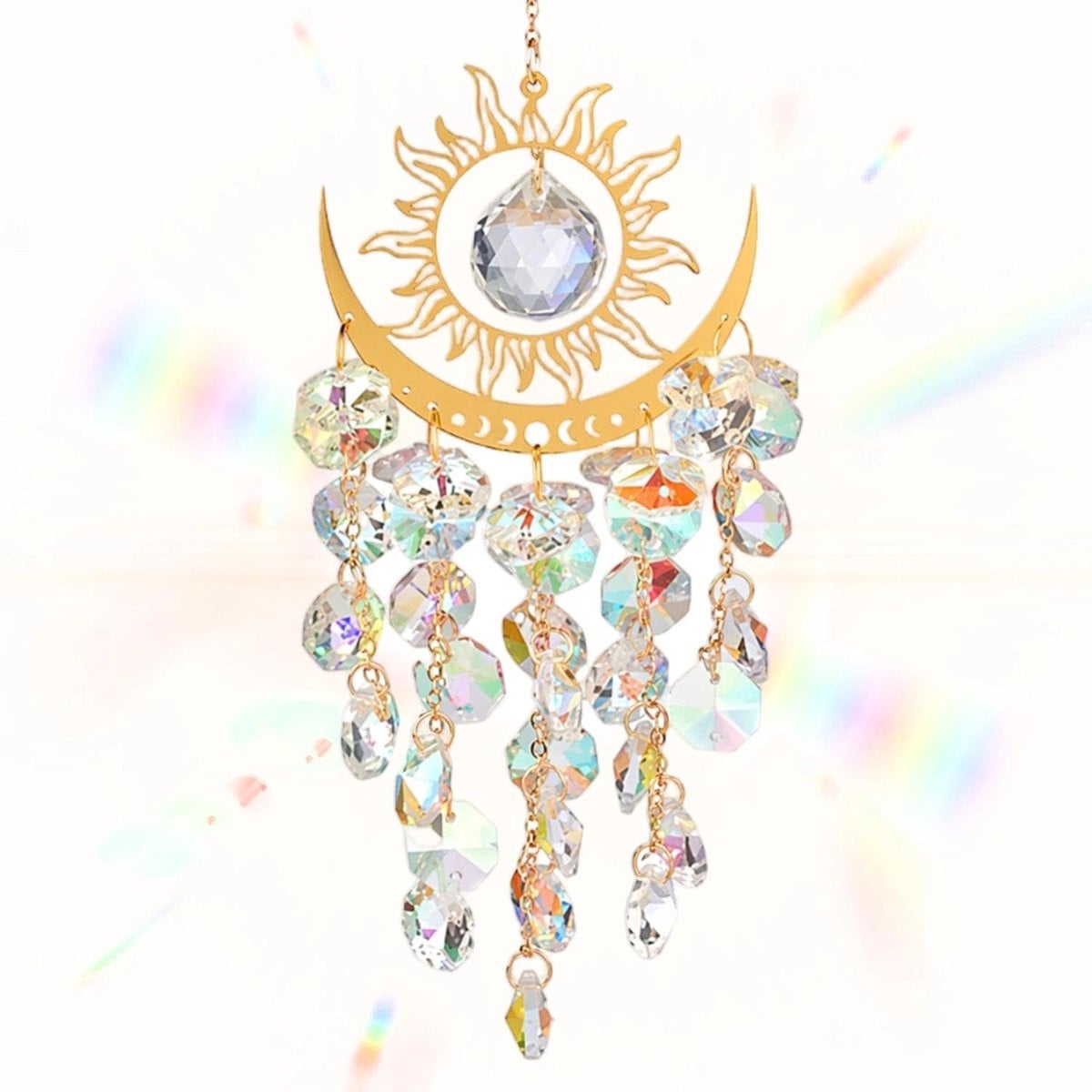 Dailygoods Kristal Zonnevanger met Gouden Ketting voor Tuin en Raamdecoratie