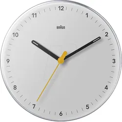 BRAUN BC26W - Quarz-Wanduhr analog, geräuschloses Uhrwerk, 23 cm, weiß