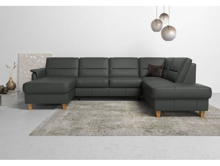 Home affaire Wohnlandschaft Palmera U-Form, B: 308 cm, große Stoff + Leder Auswahl, mit Schlaffunktion & Bettkasten, Federkern, XXL-Wohnlandschaft