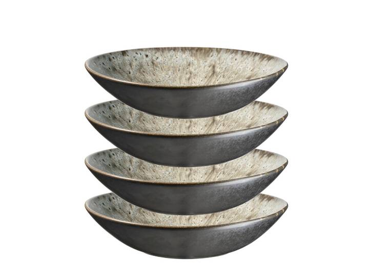 Mäser Suppentellerset Carellia, Grau, Keramik, 4-teilig, rund, 5 cm, Made in Europe, Essen & Trinken, Geschirr, Teller, Suppenteller