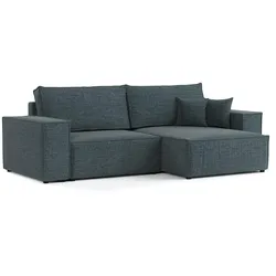 ECKSOFA CAVO mit Schlaffunktion Blaugrau im City Stoff
