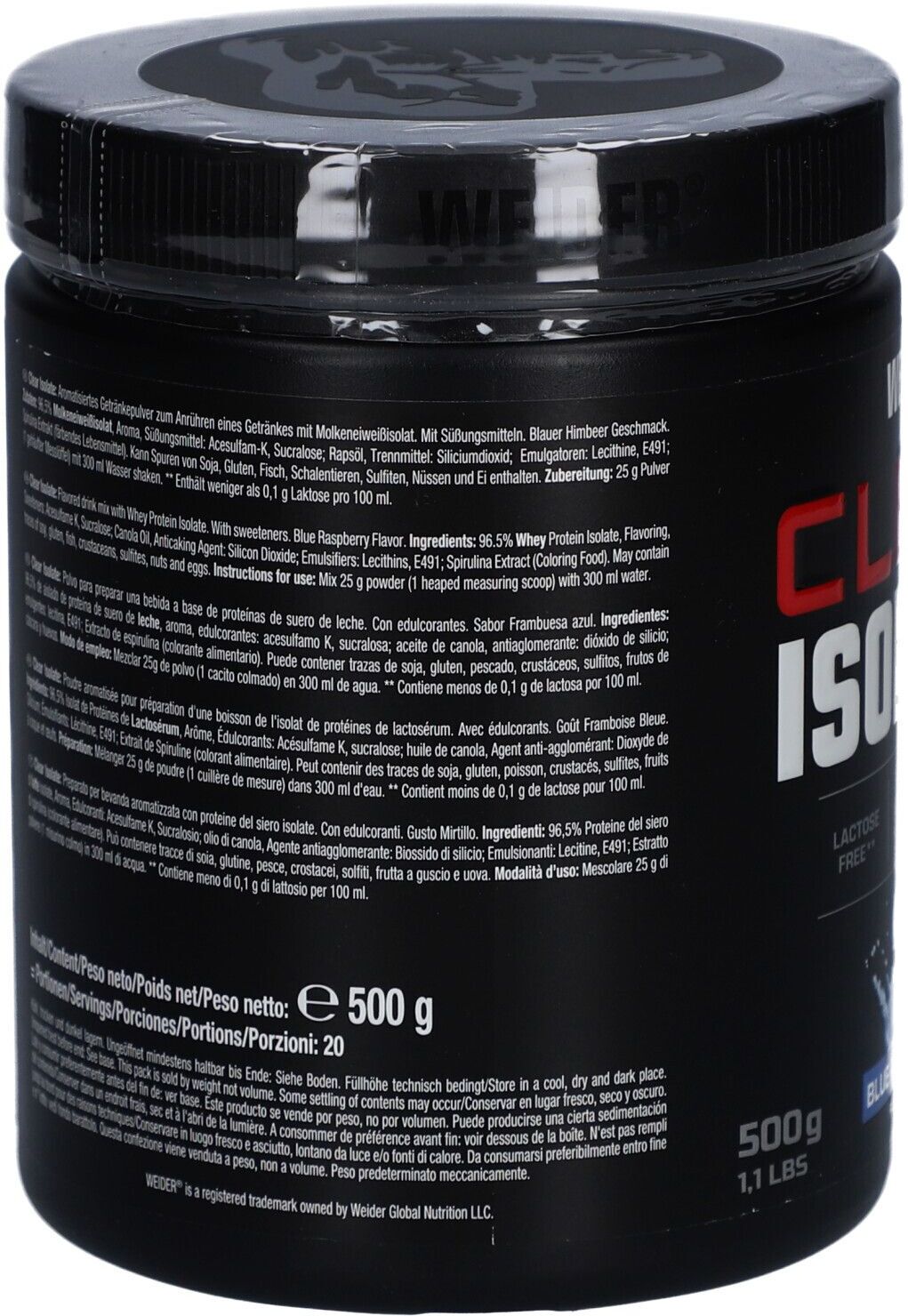 WEIDER Clear Isolate (500g) Blue Raspberry 500 g Pulver