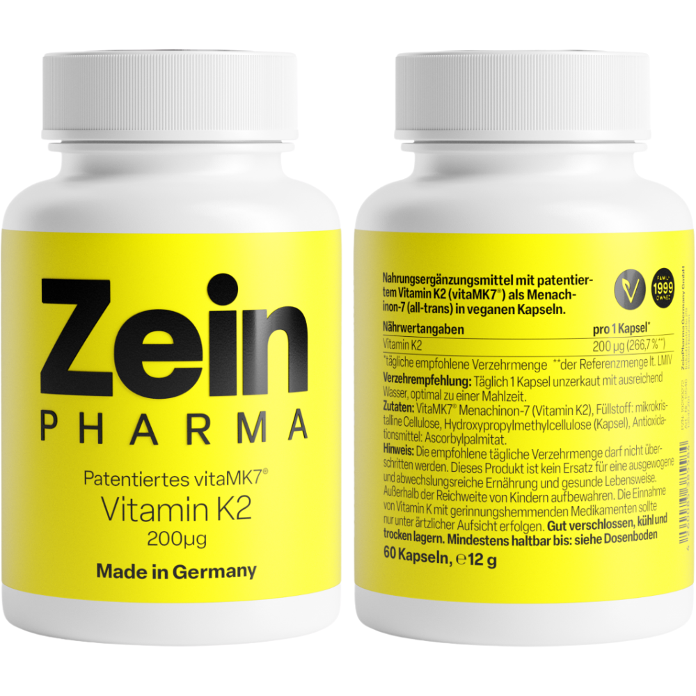 ZeinPharma Vitamin K2 200µg Bone Health Food Supplement 60&nbsp;caps.