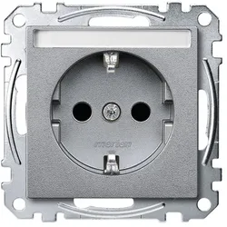 Merten SCHUKO-Steckdose, System M,mit Schriftfeld (aluminium matt)