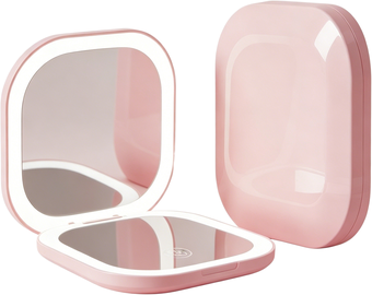 Fusion Finds Portable LED Makeup Mirror With Magnification USB Rechargeable Travel Compact Mirror pink