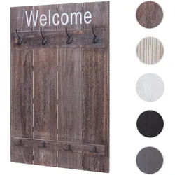 Wandgarderobe HWC-C89 Welcome, Garderobe Garderobenpaneel, Shabby-Look Vintage, 91x60cm ~ braun, shabby