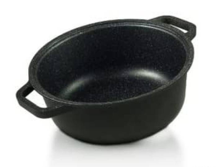 Risoli 00097BIPIN/24 Kasserolle mit Deckel Blackplus, Durchmesser 24 cm, 3.50 Liter, Dicke 7.20 mm, Beschichtung ELDIAMANT Profile, Aluminium Druckguss, für alle Herdarten