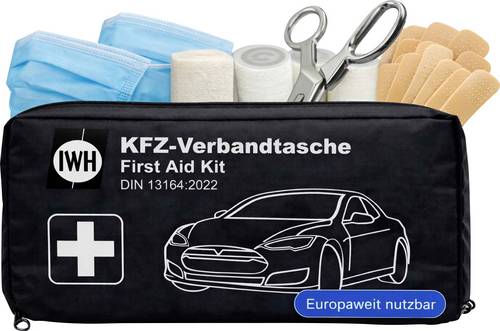 IWH 023513 KFZ-Verbandtasche schwarz Verbandtasche DIN 13164, DIN 13164 02-2022 1St.