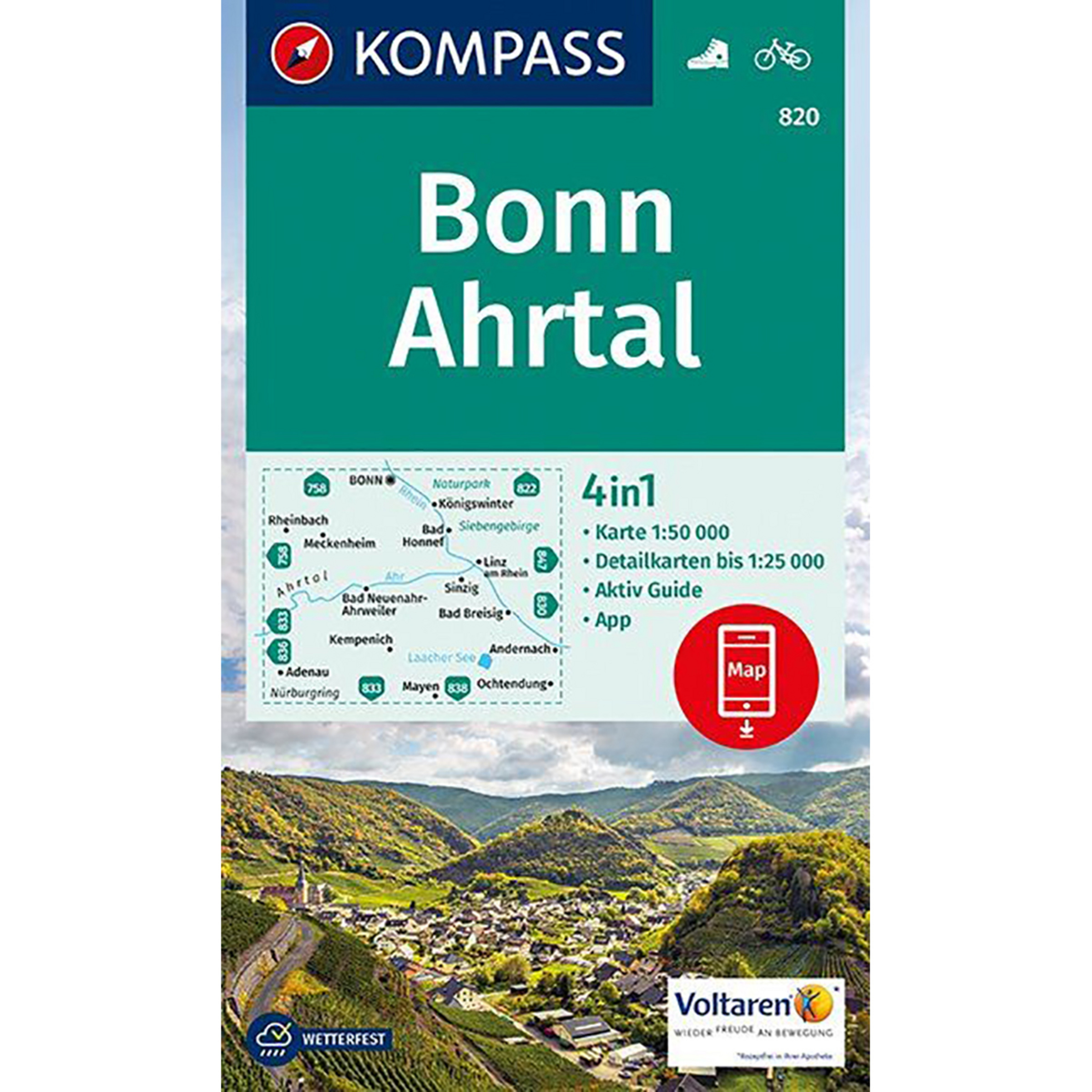 Kompass Verlag WK 820 Bonn, Ahrtal Topografische Karten
