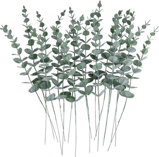 Unyqoos Kunstmatige eucalyptus takken, 24 stuks, grijs-groen, 36 cm