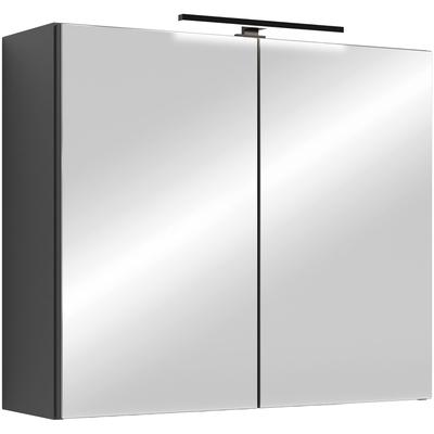 Spiegelschrank BYLIVING "Serie Spree, in vielen Breiten erhältlich", anthrazit, B:70cm H:60cm T:15cm, FSC-zertifizierter Holzwerkstoff, Schränke, Spiegelschrank, Soft-Close, LED Beleuchtung mit Schalter- und Steckdosenbox