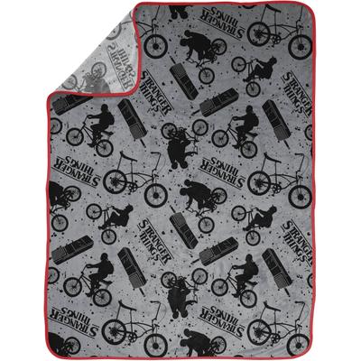 Kinderdecke STRANGER THINGS "Netflix Stranger Things", grau, B:117cm L:152cm, Polyester, Wohndecken, Kuschelige Fleecedecke Grau Bike – 117 x 152 cm