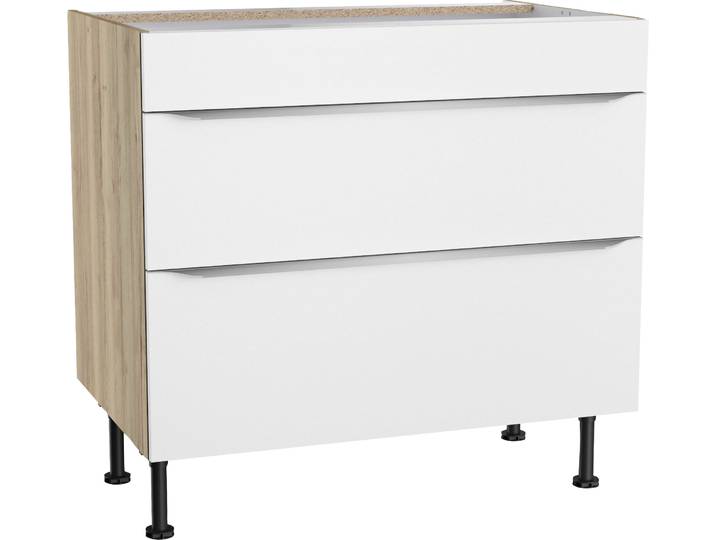 Kochfeldumbauschrank KOCHSTATION KS-Aken , weiss (weiß, wildeiche nachbildung), B:90cm H:87cm T:58,4cm, Schränke, Kochfeldumbauschrank