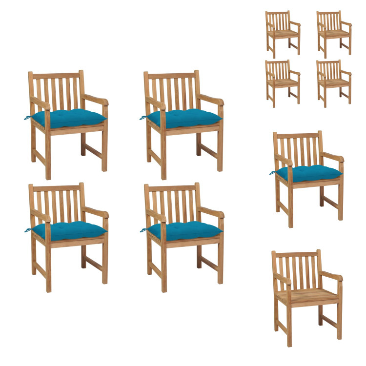 vidaXL Gartenstühle 4 Stk. mit Hellblauen Kissen Massivholz Teak - Gartenstühle