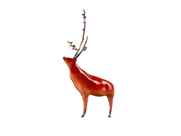 Sculpture animale artificielle en métal, cerf Sika, taureau argenté, bétail, Figurines décoratives, accessoires de décoration pour la maison