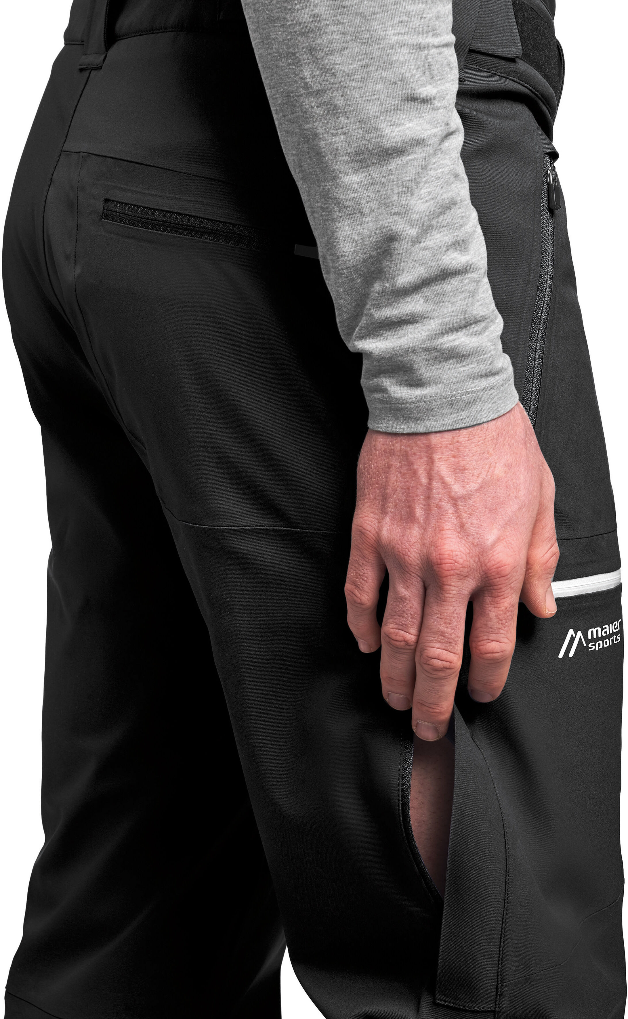 Funktionshose MAIER SPORTS "Diabas Bib M", Herren, Gr. 50, Normalgrössen, schwarz, 100% Polyester, Hosen Funktionshose, Von Berg- bis Hochtour begleitet diese wasserdichte Outdoor-Latzhose schwarz 50, Normalgrössen