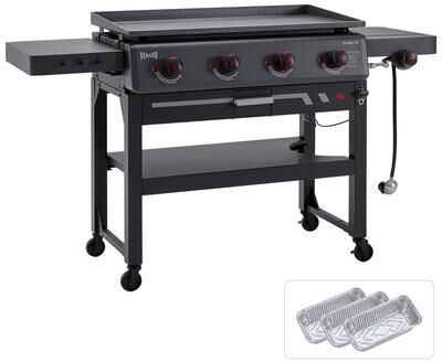 "FEASTO 36"" 4-Burner Propane Gas Griddle with 13,000 BTU Side Burner, 720 sq. in. Outdoor Flat Top Grill for Patio & Backyard"