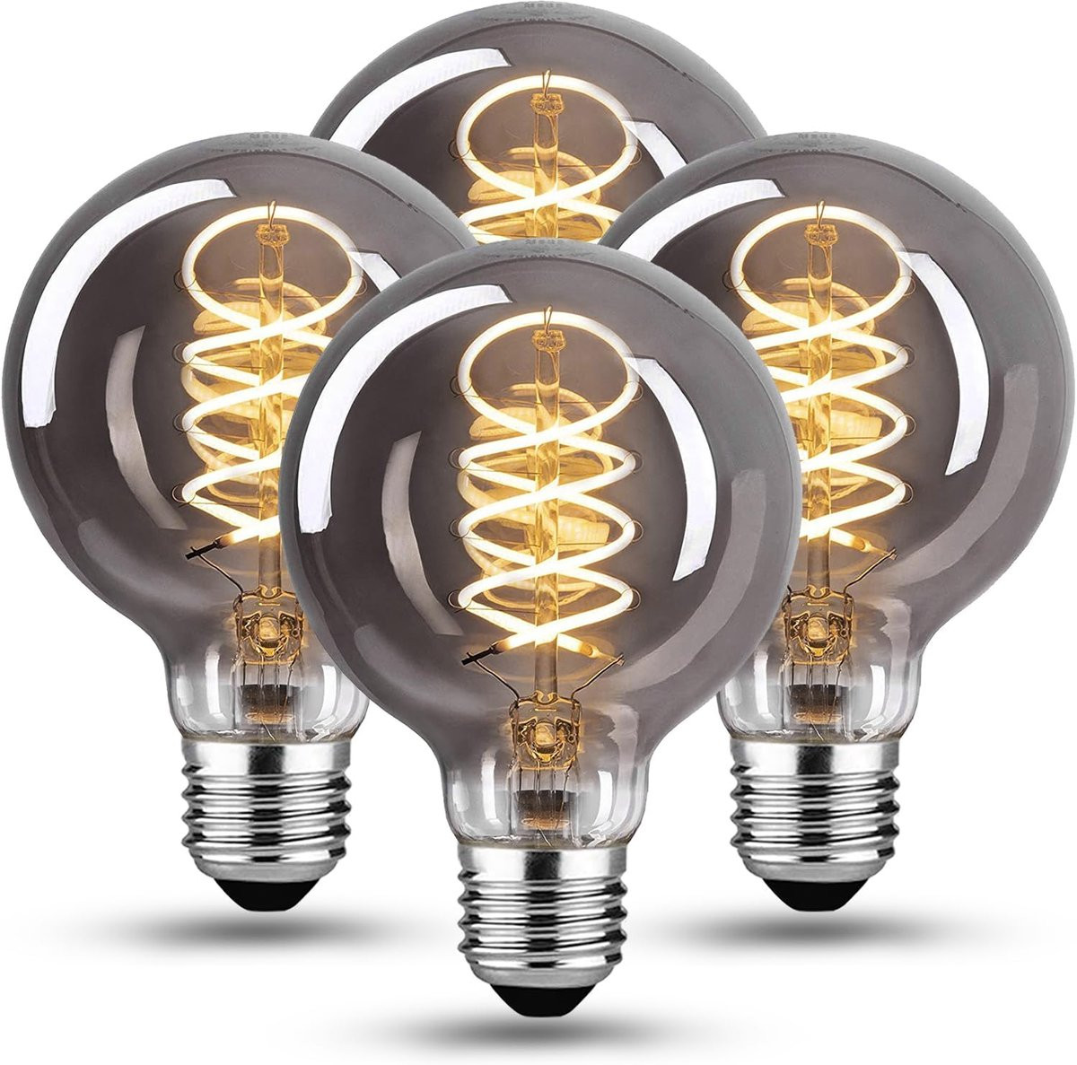 Set van 4 LED Vintage Edison Gloeilampen E27 4W Warm Wit - Rookgrijs - Dimbare Retro Verlichting G80 YHS