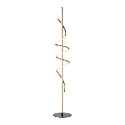 JUST LIGHT Stehlampe "EMANDA", schwarz (schwarz, messing), 1, Ø 25cm H: 144cm, 1 Stk., Leuchten, LED, dimmbar über Schnurdimmer, Stehlampe