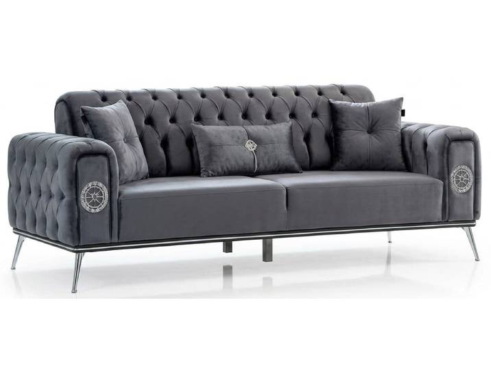 JVmoebel Sofa 3-Sitzer Sofa Chesterfield Schwarz Luxuriöse Bequem Schick Praktisch, 1 Teile, Made in Europa