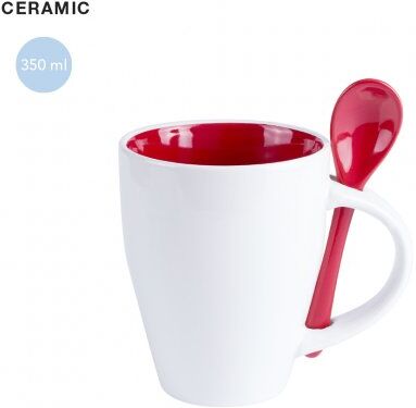 Tazza Cotes in ceramica 350 ml, interno colorato, cucchiaino incluso Personalizzate o neutre