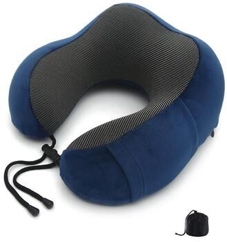 Inspired Deals Magnetic Memory Foam Travel Neck Pillow For Airplane, Car & Office Comfort navy Blue