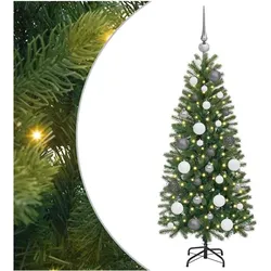 vidaXL, Weihnachtsbaum, Kim (mit LEDs und weissen/grauen Bällen) (120 cm)