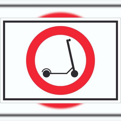 HB-Druck E- Scooter Durchfahrt verboten Symbol Aufkleber Elektro -Tretroller Roller A8 (52x74mm)