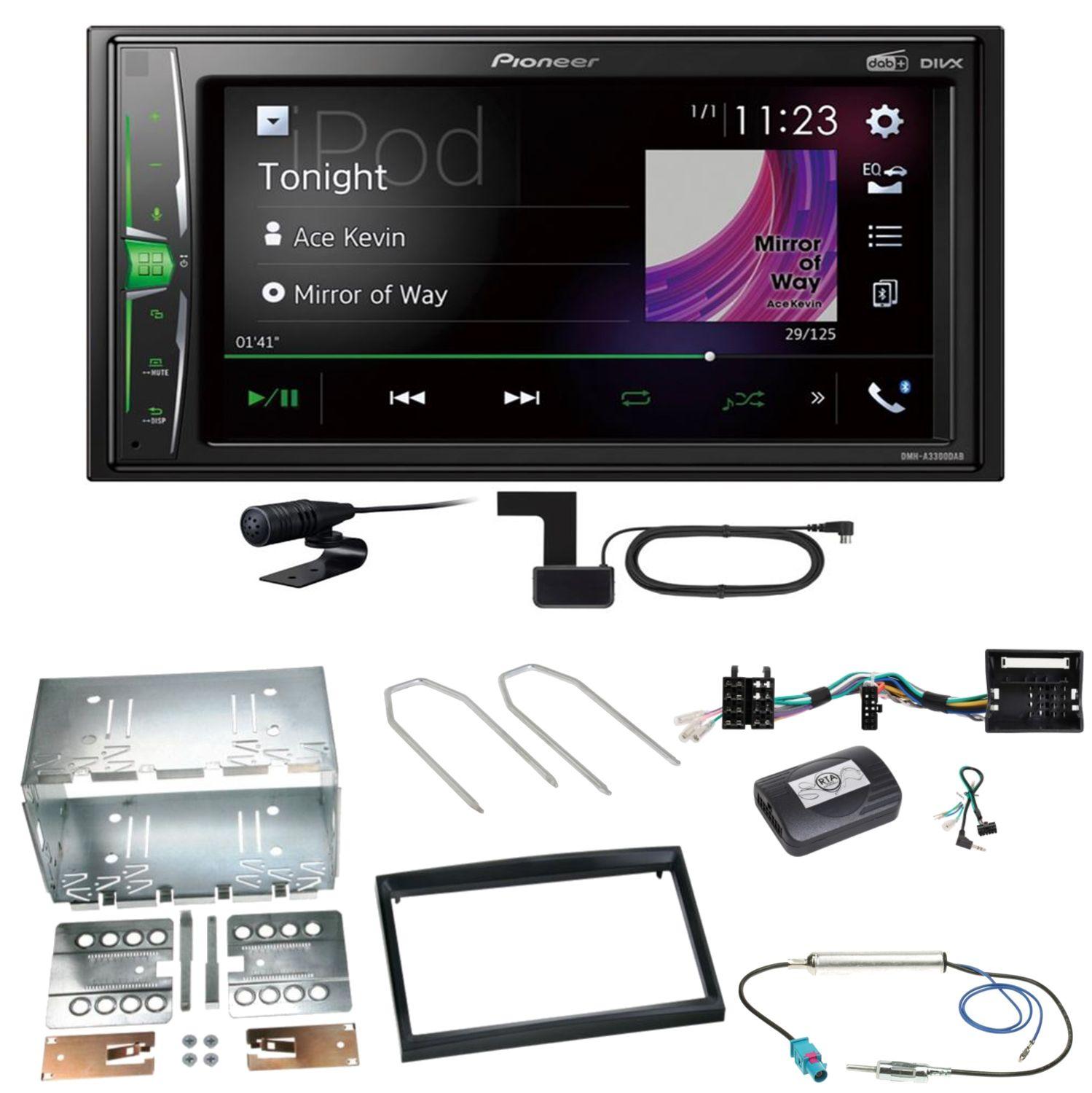 Pioneer DMH-A3300DAB Bluetooth MP3 Einbauset für Citroen C2 C3 Berlingo Jumpy