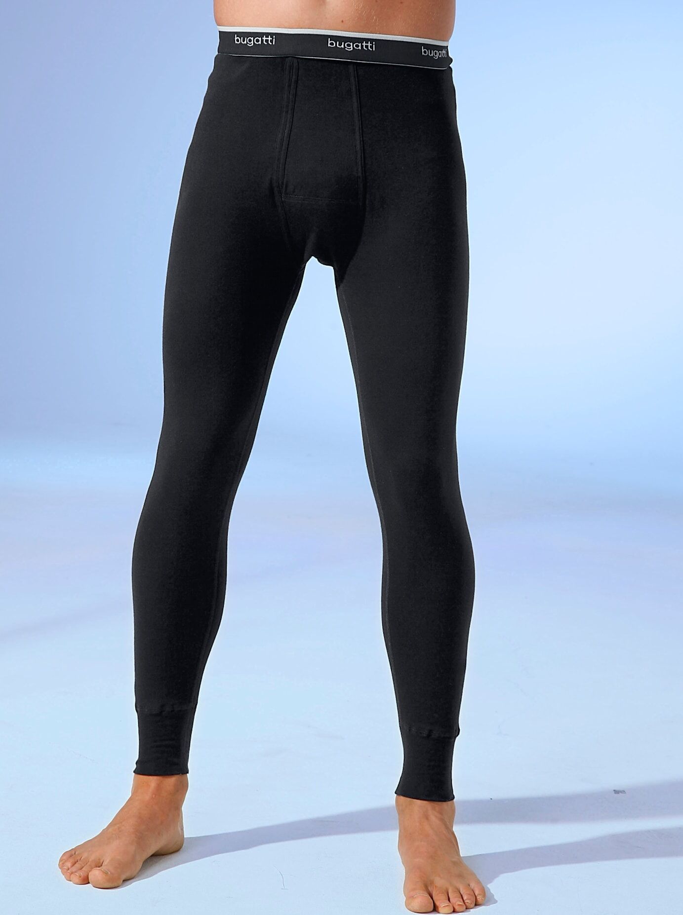 Lange Unterhose BUGATTI, Herren, Gr. 8, 1 Stk., schwarz, 100% Baumwolle, Unterhosen Lange Unterhose