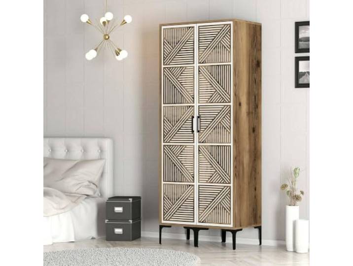 Dmora Kleiderschrank 2 Türen Alkaid 80x201,4 cm Braun