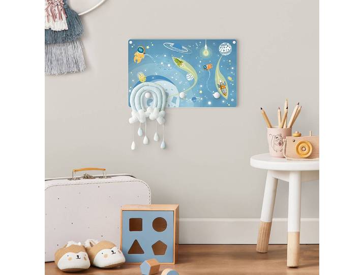 home24 Kinderkapstok Ruimtereis 40 x 25 x 1cm blauw