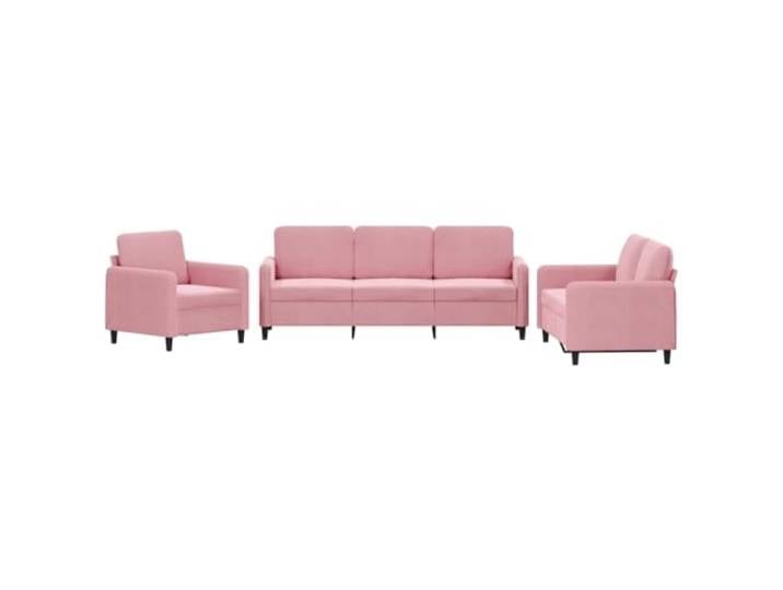 Todiikf 3-TLG. Sofagarnitur Rosa Samt Couch Set mit Sessel 2er 3er Sofa Eleganter Samtbezug in Rosa für Wohnzimmer, inklusive 6 Kissen, stabilem Sperrholz und Metallgestell für Entspannung.