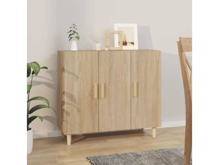 Buffet bas - VIDAXL - Chêne sonoma - 3 portes - Bois d'ingénierie