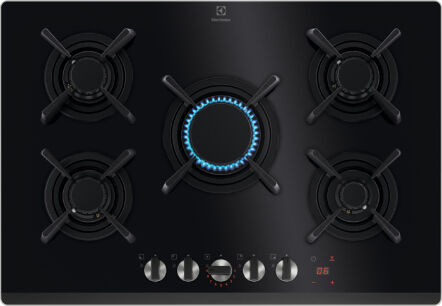 Electrolux Kgg753753k Piano Cottura Da Incasso A Gas 5 Fuochi 75 Cm Colore Nero - Kgg753753k