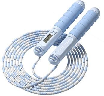 Multisell Products Hub Adjustable Length Soft Beaded Jump Rope, No Tangle Bamboo Stem Training Rope blue