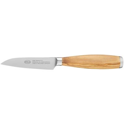Gemüsemesser RÖSLE "Artesano", braun (holzfarben, silberfarben), Klingenlänge 9cm, Olivenholz, Spezialklingenstahl, Kochmesser, für Obst und Gemüse, Made in Solingen, Klingenspezialstahl, Olivenholz