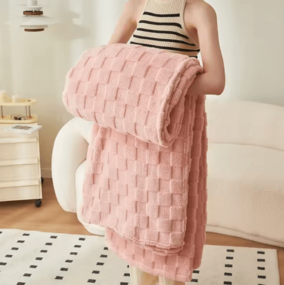 Inspire Curations Thickened Green Lamb Fleece Winter Throw Blanket pink 200x230cm