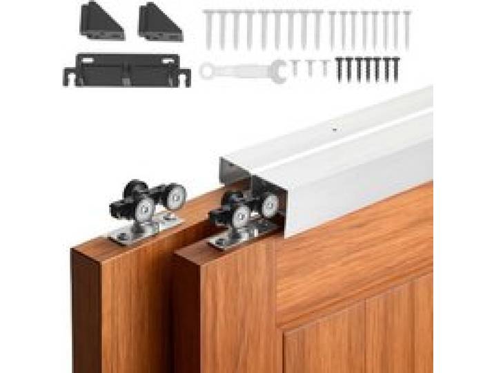 VEVOR Schiebetürbeschlag-Set 1219 mm, Doppelschiebetürschiene aus Aluminiumlegierung, 2-türiges Schiebetürsystem für Einzeltüren (25–45 mm Dicke / 610 mm Breite), Leichtgängig & Leise