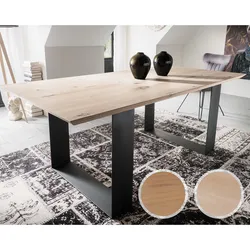 Massivholz »Genf« Tabula Rasa Esstisch 4 cm / aufgedoppelt / Wildeiche natur / 220x100 cm / 6 cm