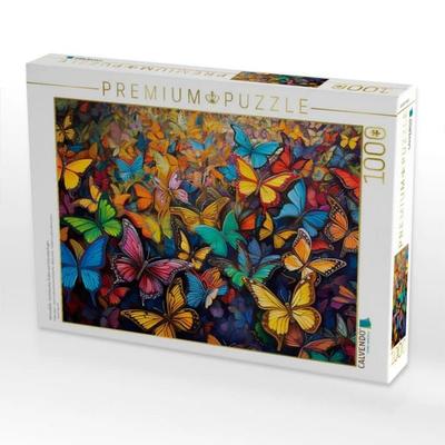 CALVENDO Puzzle Wimmelbild - Kunterbuntes Treiben von Schmetterlingen | 1000 Teile Lege-Größe 64x48cm Foto-Puzzle für glückliche Stunden